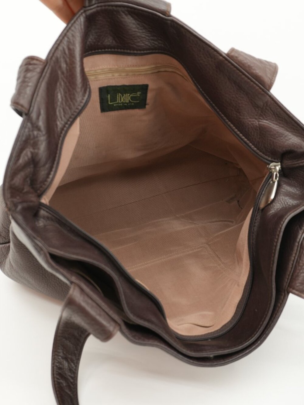 Large Leather Tote School Office Weekender Bag 90s Satchel Brown Travel Purse - Picture 5 of 15